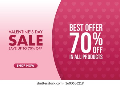 Valentine's day sale banner vector template, web banner design, discount card, promotion, flyer layout, ad, advertisement, printing media.
