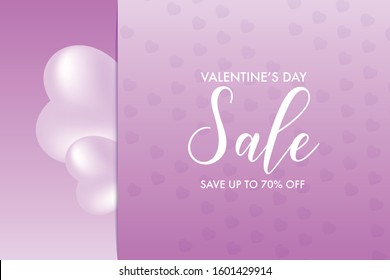 Valentine's day sale banner vector template, web banner design, discount card, promotion, flyer layout, ad, advertisement, printing media.