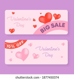 Valentine's day sale banner vector