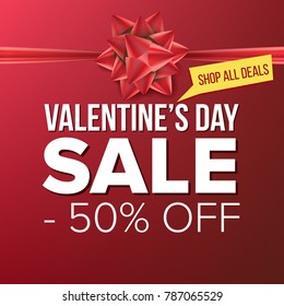 Valentine's Day Sale Banner Vector. February 14 Sale Poster. Marketing Advertising Design Illustration. Template Design For Valentine Poster, Brochure, Love Card, Shop Discount Advertising.
