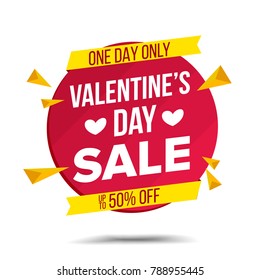 Valentine's Day Sale Banner Vector. Special Offer Sale Banner. February 14 Sale Announcement. Isolated On White Illustration