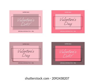 Valentines day sale banners for campaign, online shop. Holiday background for discount and special offers. Promotional banners. Vector illustration.