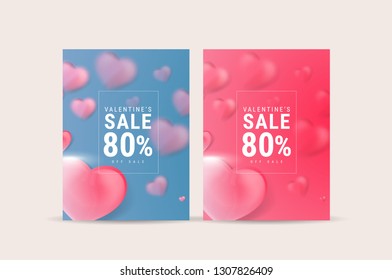 Valentine's day sale card with Heart Shaped Balloons. Vector illustration.Wallpaper.flyers, invitation, posters, brochure, banners.