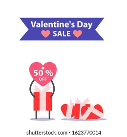 Valentines day sale cartoon. Vector symbols of love for Valentine's card design. Vector illustration. Wallpaper, flyers, invitation, posters, brochure, voucher,banners.