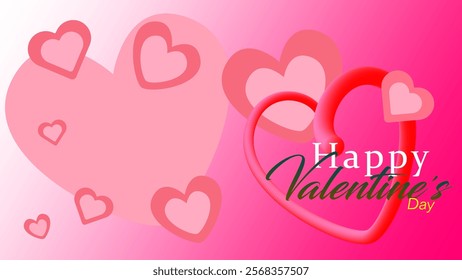 Valentine's Day Sale commercial banner with cute 3d pink glossy hearts for holiday shopping promotion. Valentines Day discount banner