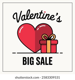 Valentine's Day sale concept vector design sign with hearts