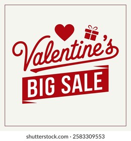 Valentine's Day sale concept vector design sign with hearts