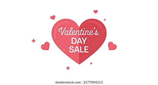 VALENTINES DAY SALE creative, minimalistic flat vector illustration, plain background