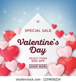 Valentine's day sale design with hearts