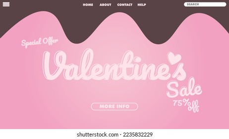 valentine's day sale design landing page. valentine day sale banner