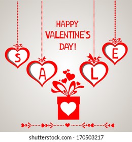 Valentine`s day sale design template. Vector Illustration