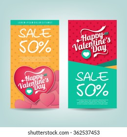 Valentines day sale design template . banner. Vector illustration