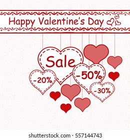 Valentine`s day sale design template - Vector Illustration