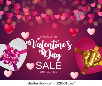Valentines Day Sale, Discont Card. Vector Illustration. EPS10