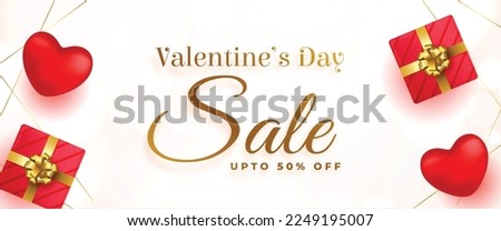 valentines day sale and discount banner with giftbox design vector 