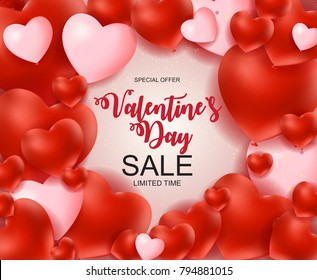 Valentines Day Sale, Discount Card. Vector Illustration. EPS10
