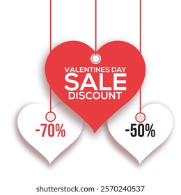 Valentine's Day Sale Discount Design, Happy Valentine's day. Valentine's Day calligraphy, February 14th, romantic vector design, holiday illustration