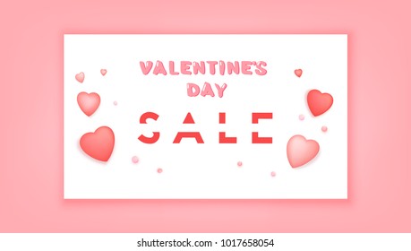 Valentine's Day Sale.  Element for promotional advertising. Covers for Holiday Graphic Design - Banner, Poster, Flyer, Brochure, Card. Happy Valentines Day. Vector illustration.