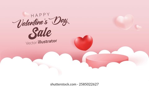 Valentine's day sale in flat design. Templates for social media posts backgrounds, cover, poster, banners, marketing, sales promotion copy space background
