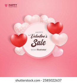 Valentine's day sale in flat design. Templates for social media posts backgrounds, cover, poster, banners, marketing, sales promotion copy space background