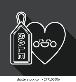 Valentine's Day SALE flat icon with long shadow, line icon