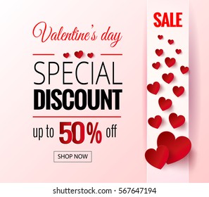 Valentines Day sale flayers. Vector Valentines Day for online shopping website and mobile website banners, posters, newsletter designs, ads, coupons, social media banners