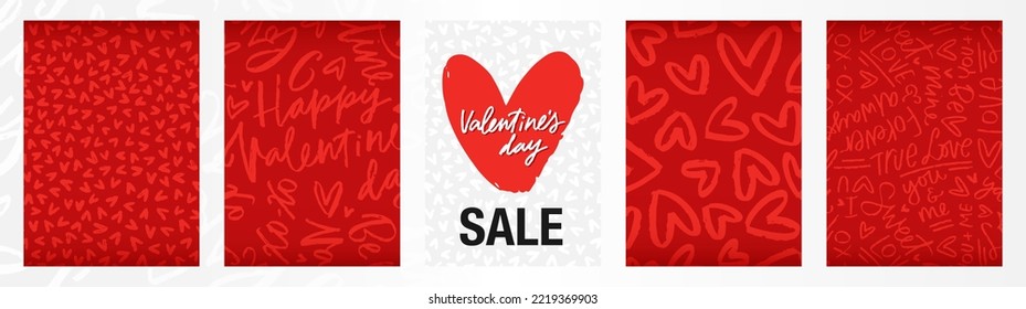 Valentine's day sale flyer background set with low contrast red vector design. 