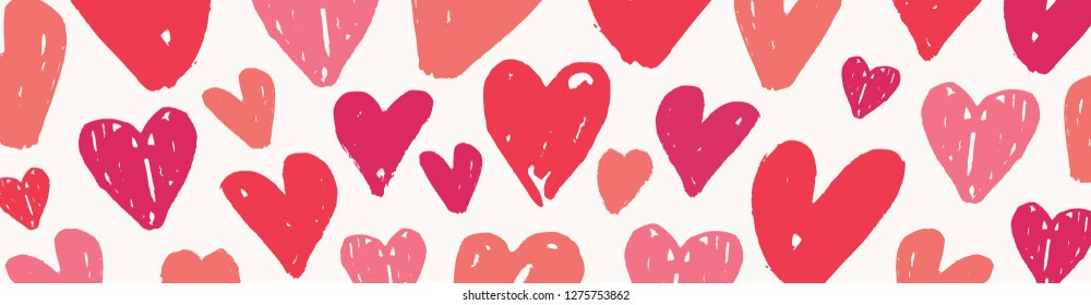 Valentine's Day sale header design template with little pink and red hearts and colorful text on white background.