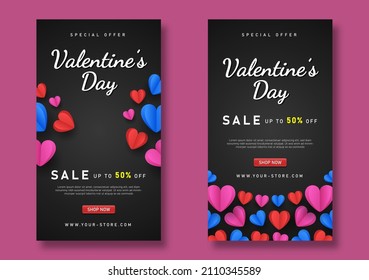 Valentine's Day Sale For Instagram Story With Papercut Style