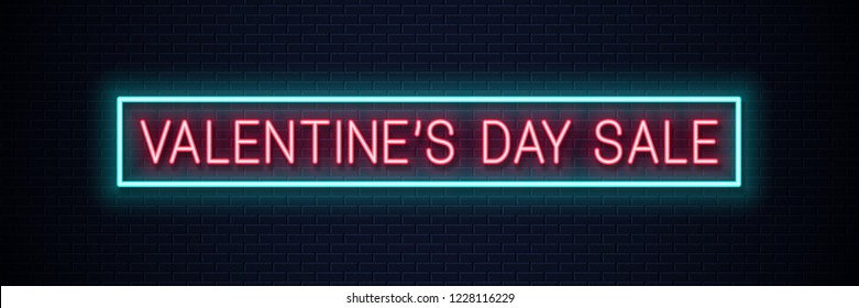 valentines day sale neon banner on wall