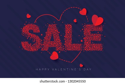 Valentine's Day Sale, Offer Background Design Template with 50% Discount Tag Vector Illustration