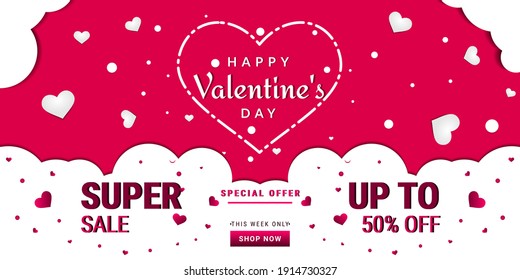 Valentine's day sale offer background. It is suitable for banners, posters, flyers, advertising, etc. Vector illustration