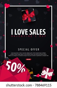 Valentines day sale poster and background. Wallpaper, flyers, invitation, posters, brochure, voucher banners Vector illustration