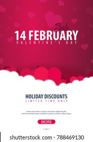 Valentines day sale poster and background. Wallpaper, flyers, invitation, posters, brochure, voucher banners Vector illustration