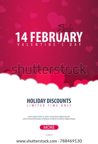 Valentines day sale poster and background. Wallpaper, flyers, invitation, posters, brochure, voucher banners Vector illustration