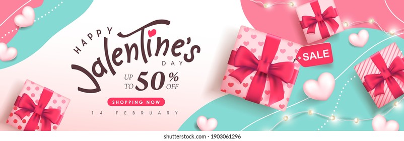 Valentine's day sale poster or banner backgroud. 