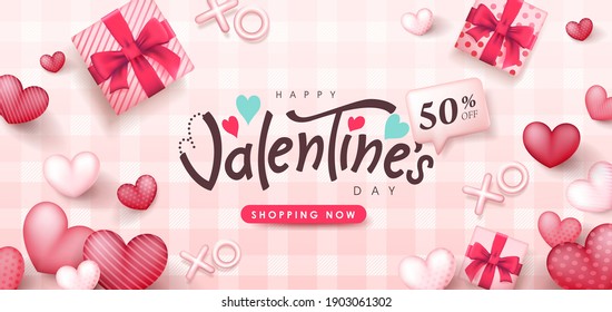 Valentine's day sale poster or banner backgroud. 