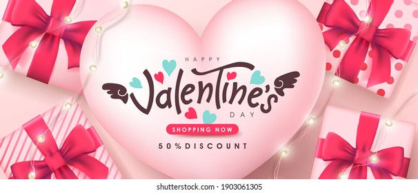 Valentine's day sale poster or banner backgroud. 