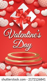 Valentines day sale poster or banner with gif box and sweet heart