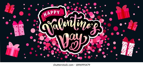 valentine's day sale poster. hearts, pink and red shades, gifts