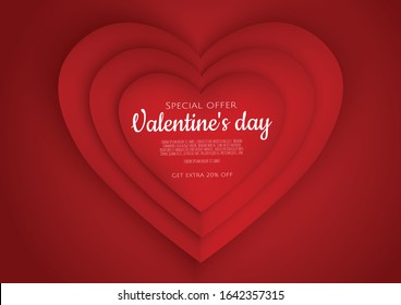 Valentines day sale poster with pink hearts background