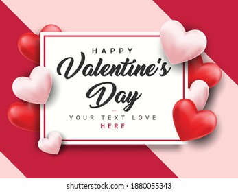 Valentines day sale poster with red and pink hearts background.Vector illustration.Wallpaper.flyers, invitation, posters, brochure, banners.