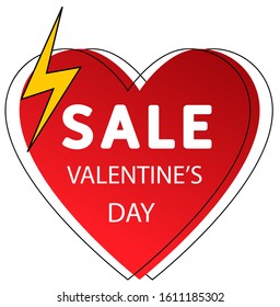 Valentine's day sale, red discount banner for website. EPS 10.  
Flat vector illustration  Isolated on white background
