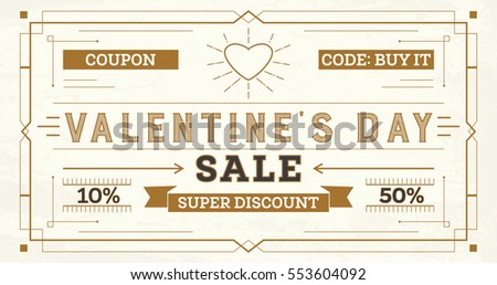 valentines day sale retro background coupon stock vector royalty