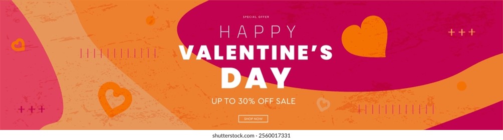 Valentine's Day Sale Set. Modern Creative Art with Hearts and Love Typography Geometric for Advertising, Social Media, Posters, Banners, Covers. Minimalist Background in Retro Graphic Design.