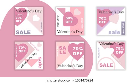 Valentine's day sale social media post collection. - Vector.