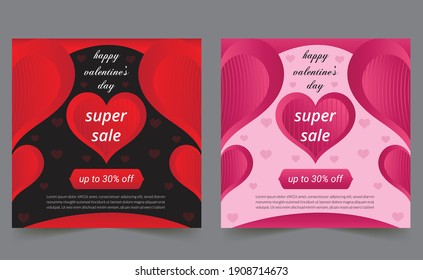 valentine's day sale social media post banner design template