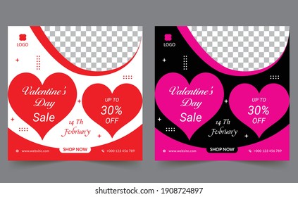 valentine's day sale social media post banner design template