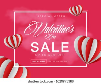 Valentines day sale special offer background Heart Shaped price discount. Typography handwritten calligraphy Vector illustration.Wallpaper,flyers,invitation, brochure, banners gift card. February 14.