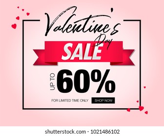 Valentines day sale special offer background Heart Shaped price discount. Typography handwritten calligraphy Vector illustration.Wallpaper,flyers,invitation, brochure, banners gift card. February 14.